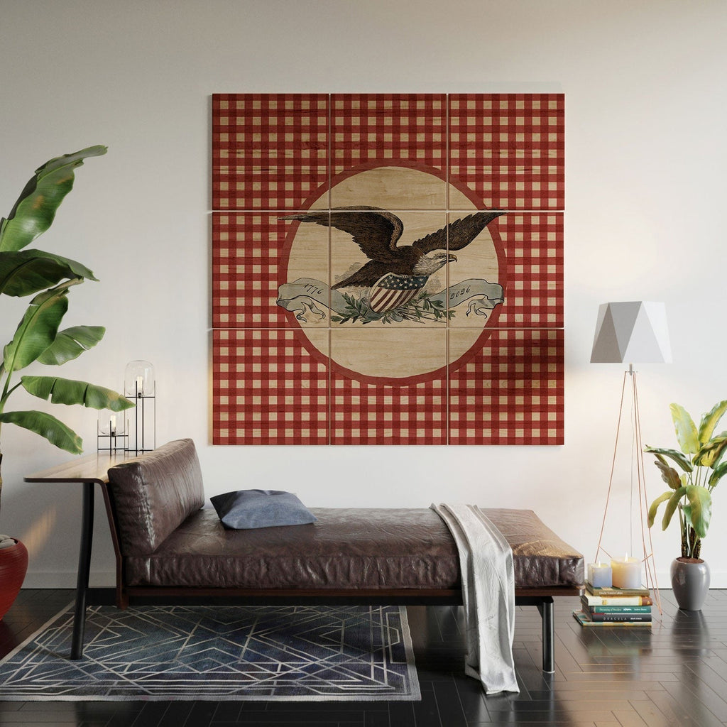DENY Designs Gingham Eagle Wood Wall Mural