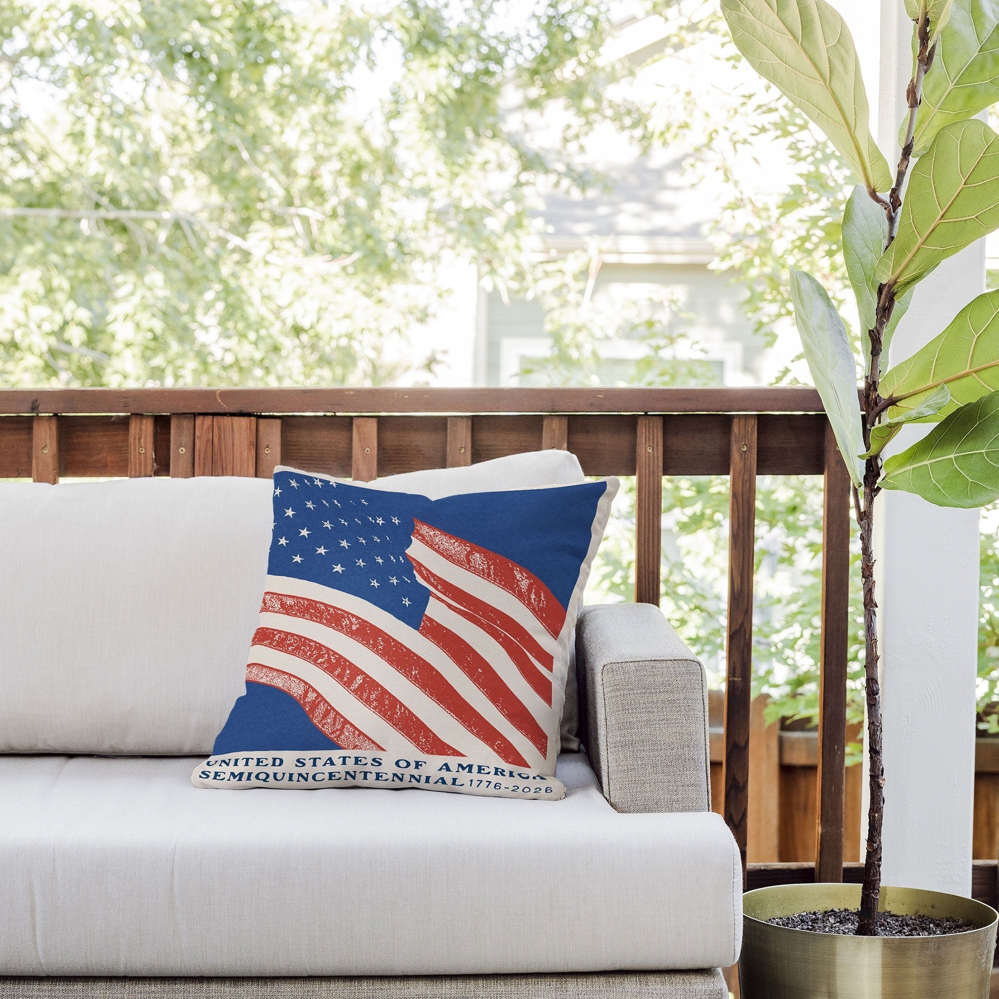 DENY Designs Stars n Stripes Semiquincentennial Outdoor Throw Pillow
