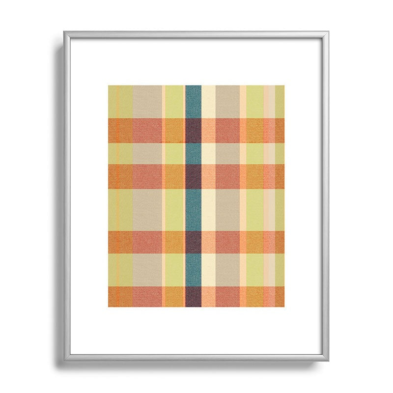 Marta Barragan Camarasa Retro Picnic Plaid Warm Tones Metal Framed Art Print