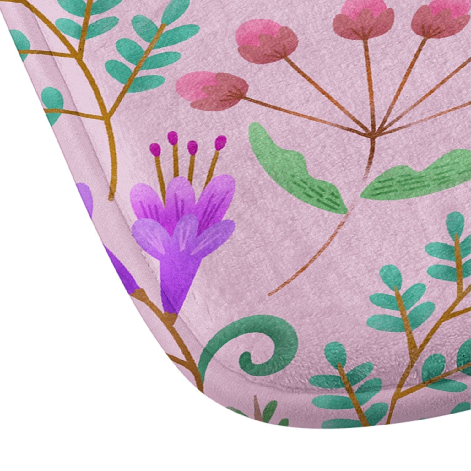 Pimlada Phuapradit Ditsy Purple Floral Half Drop Memory Foam Bath Mat