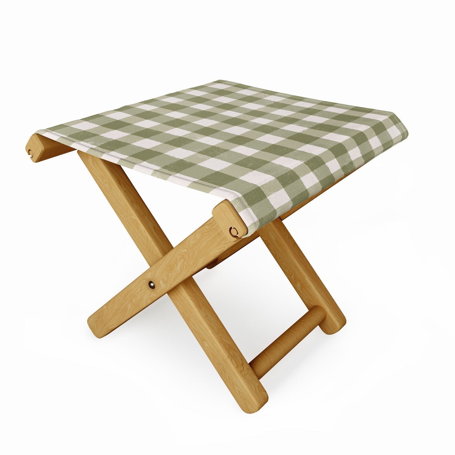 Menina Lisboa Rustic Green Plaid Folding Stool