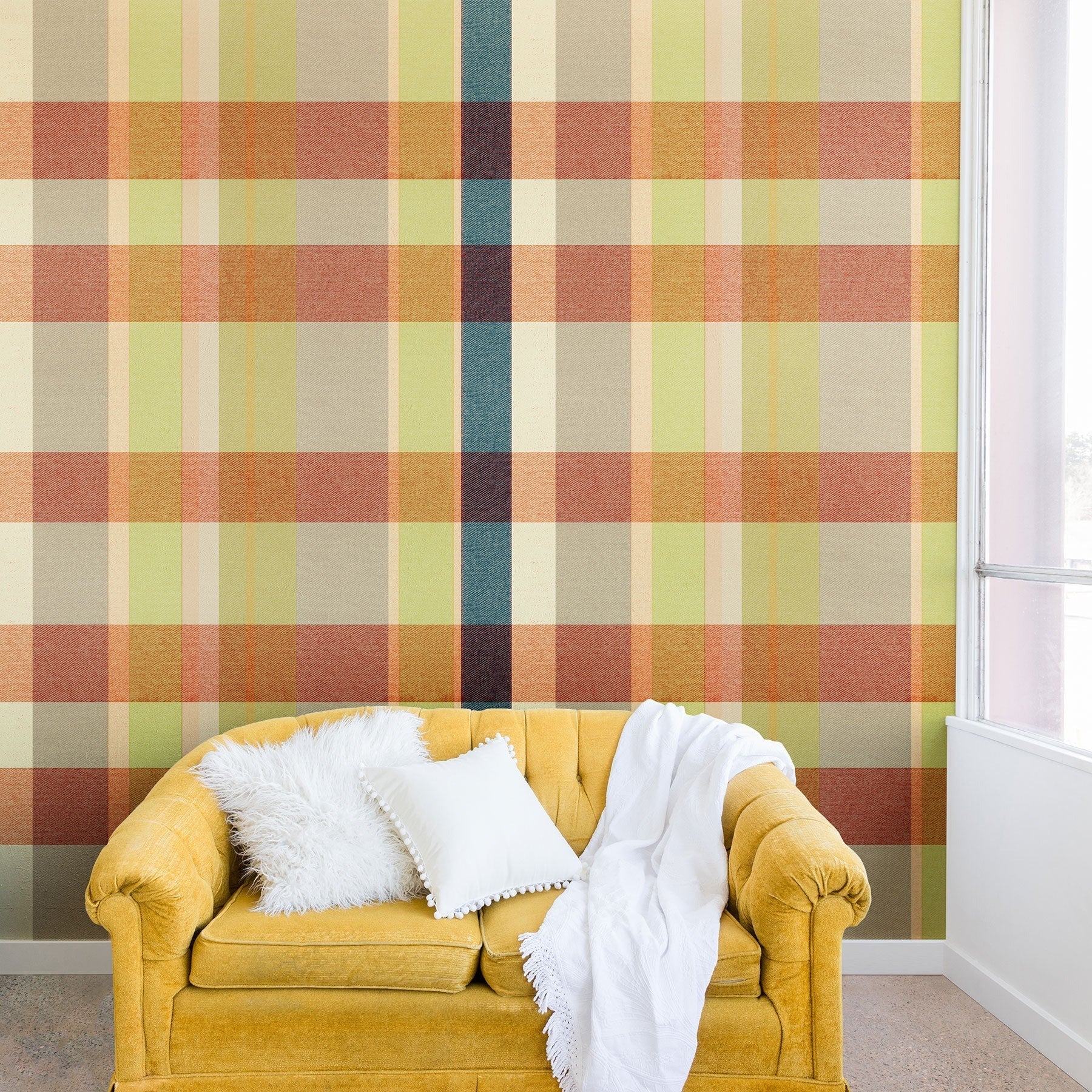 Marta Barragan Camarasa Retro Picnic Plaid Warm Tones Wall Mural