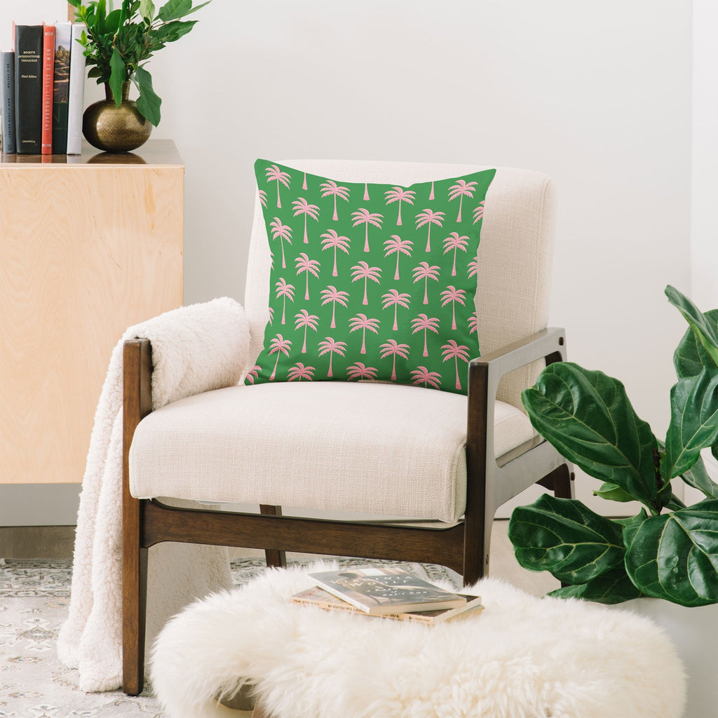 Design by Spark Pink Palm Tree Oasis Throw Pillow