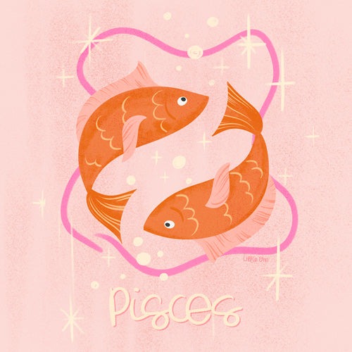 Little Om Zodiac Sign Pisces Shower Curtain