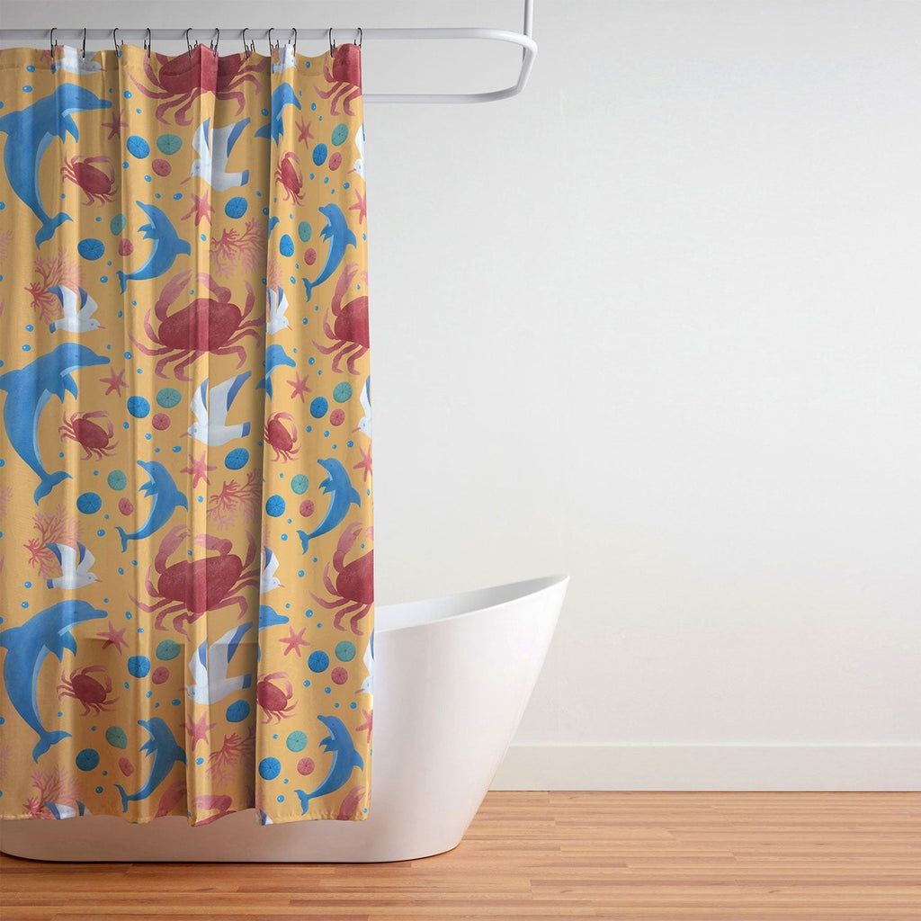 Seta Zakian Sailing Sealife yellow Shower Curtain
