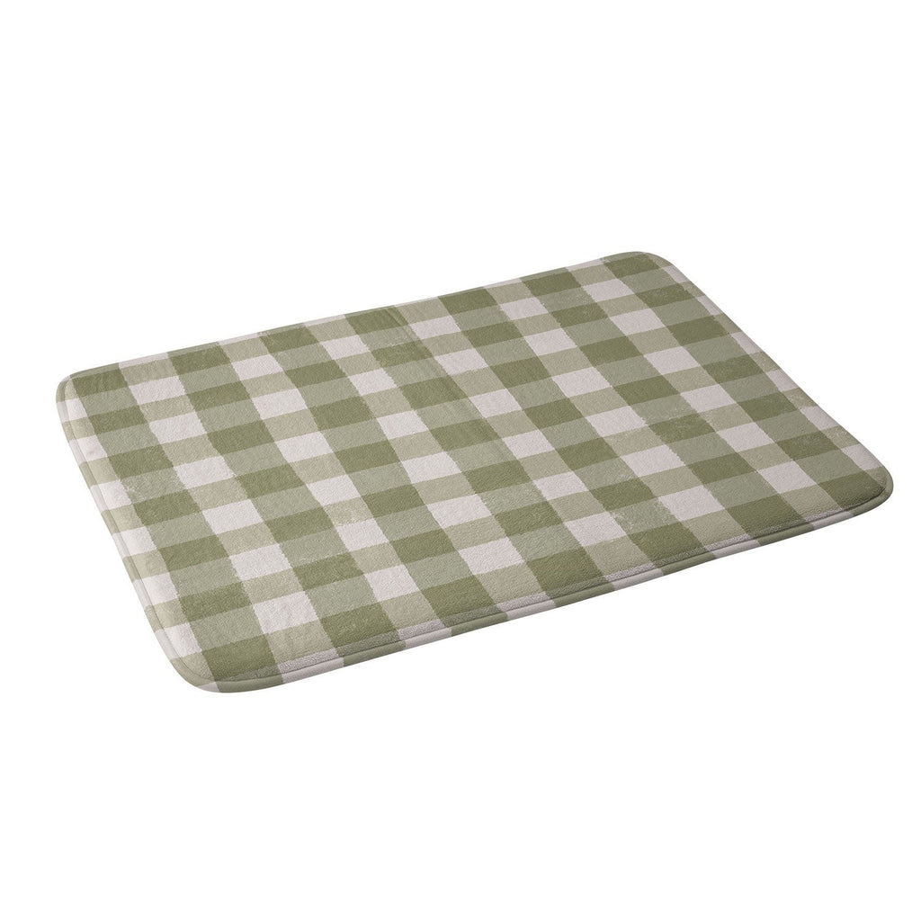 Menina Lisboa Rustic Green Plaid Memory Foam Bath Mat