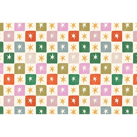 LouBruzzoni Retro Star Block Pattern Wall Mural