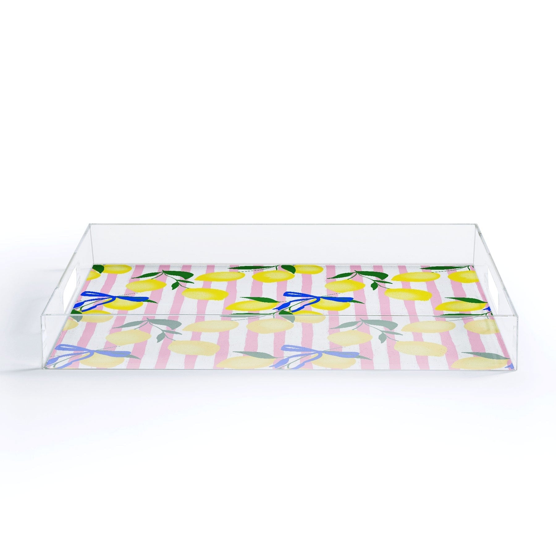 Design by Spark Zesty Lemons and Stripes Acrylic Tray