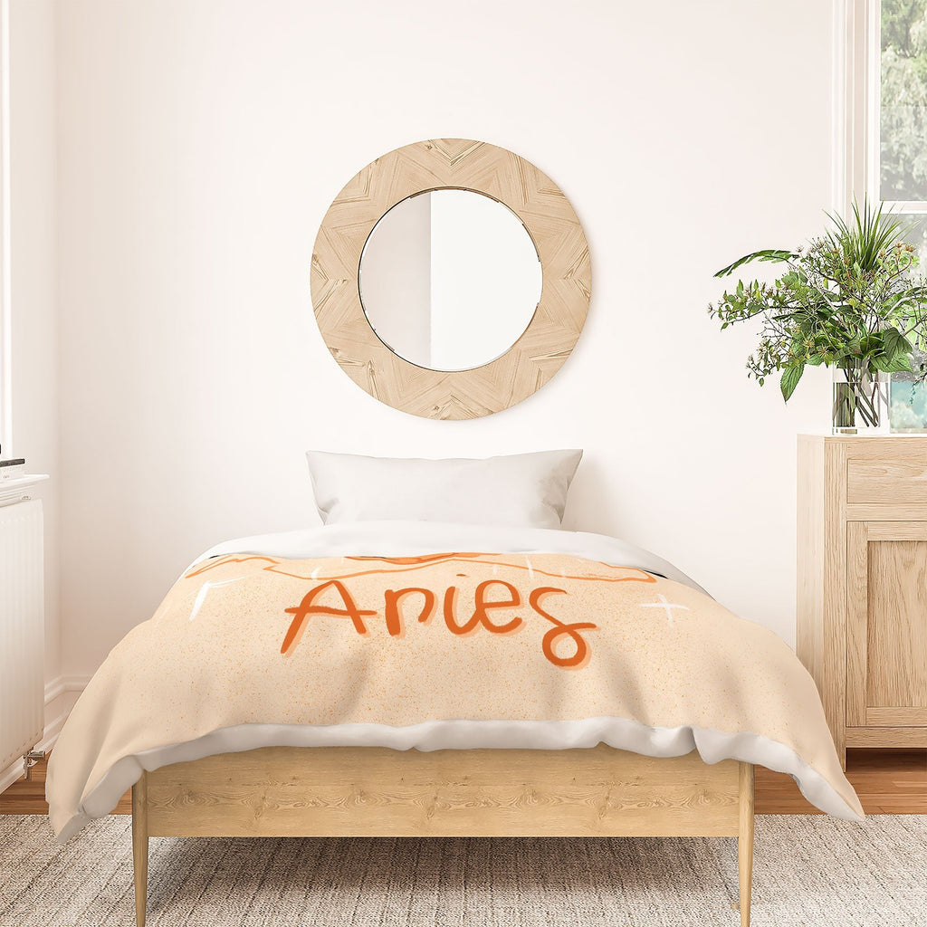 Little Om Zodiac Signs Aries Duvet Cover