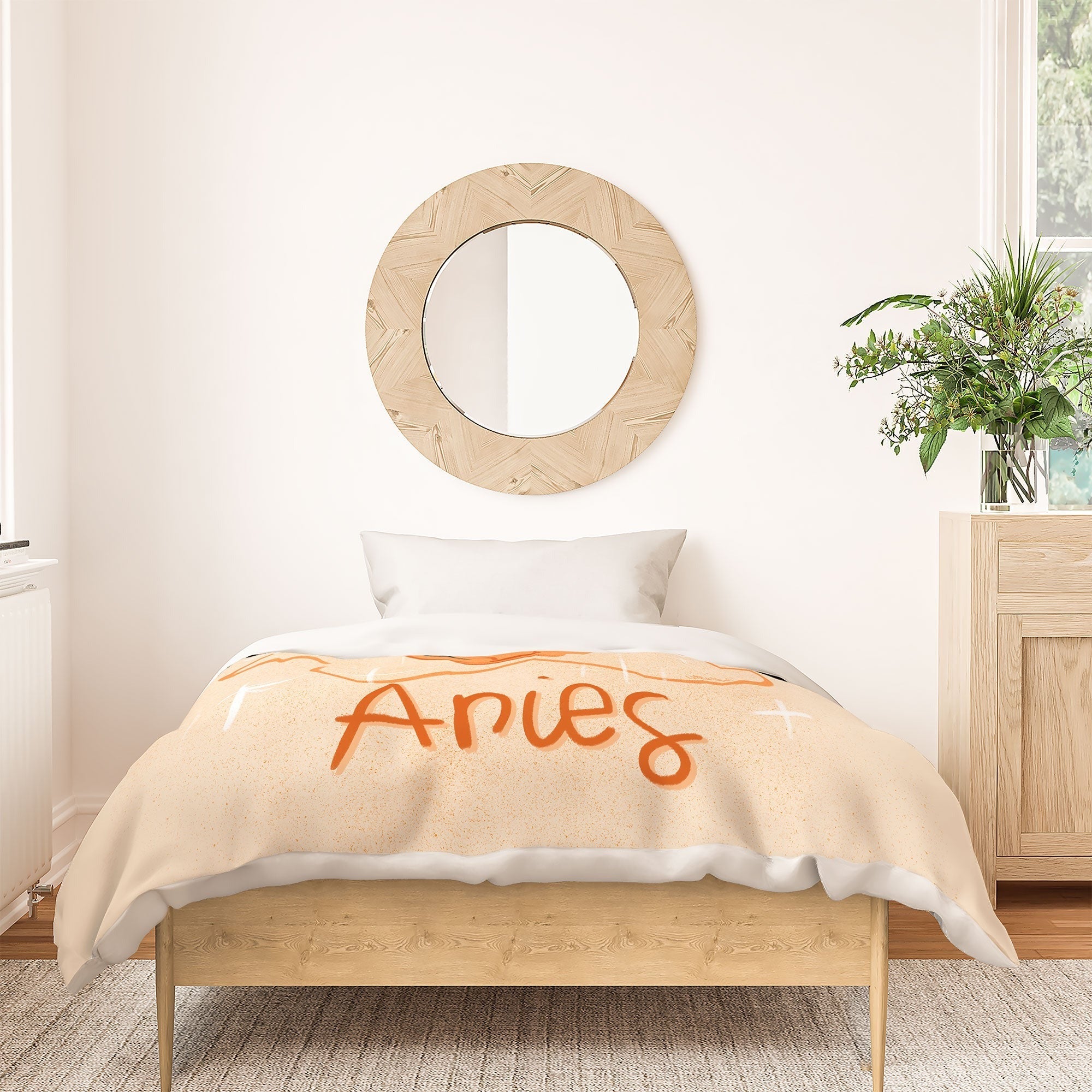 Little Om Zodiac Signs Aries Duvet Cover