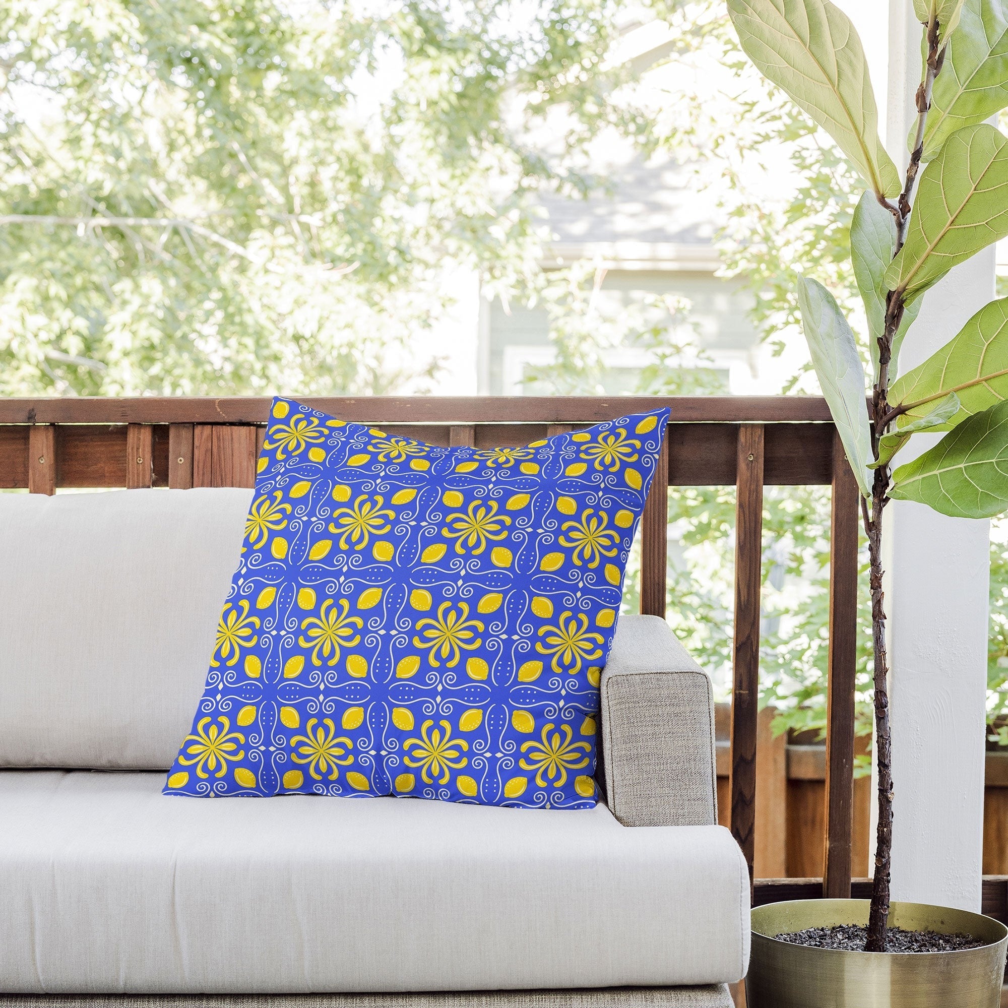 Design by Spark Dolce Vita Lemon Tile Outdoor Throw Pillow