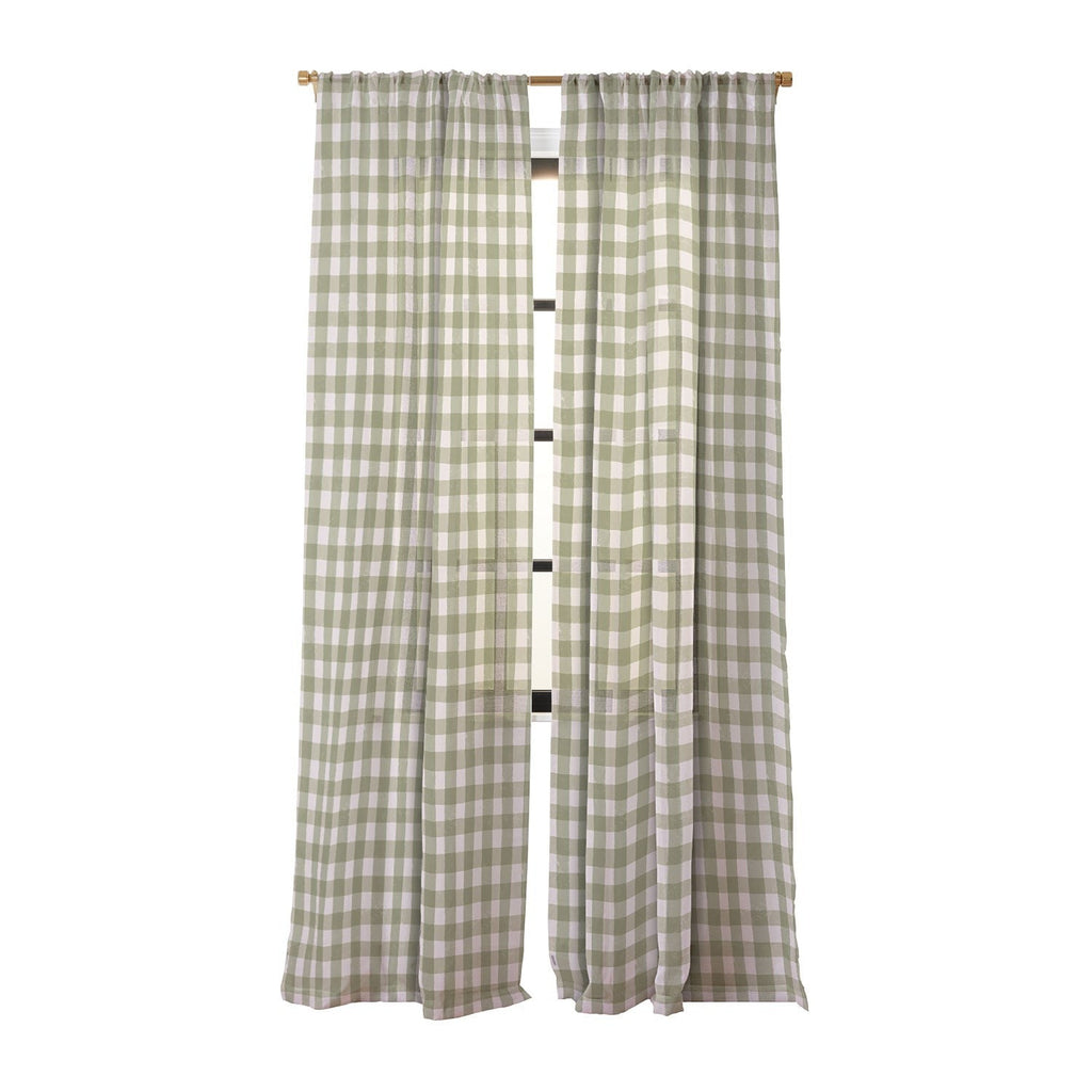 Menina Lisboa Rustic Green Plaid Sheer Window Curtain