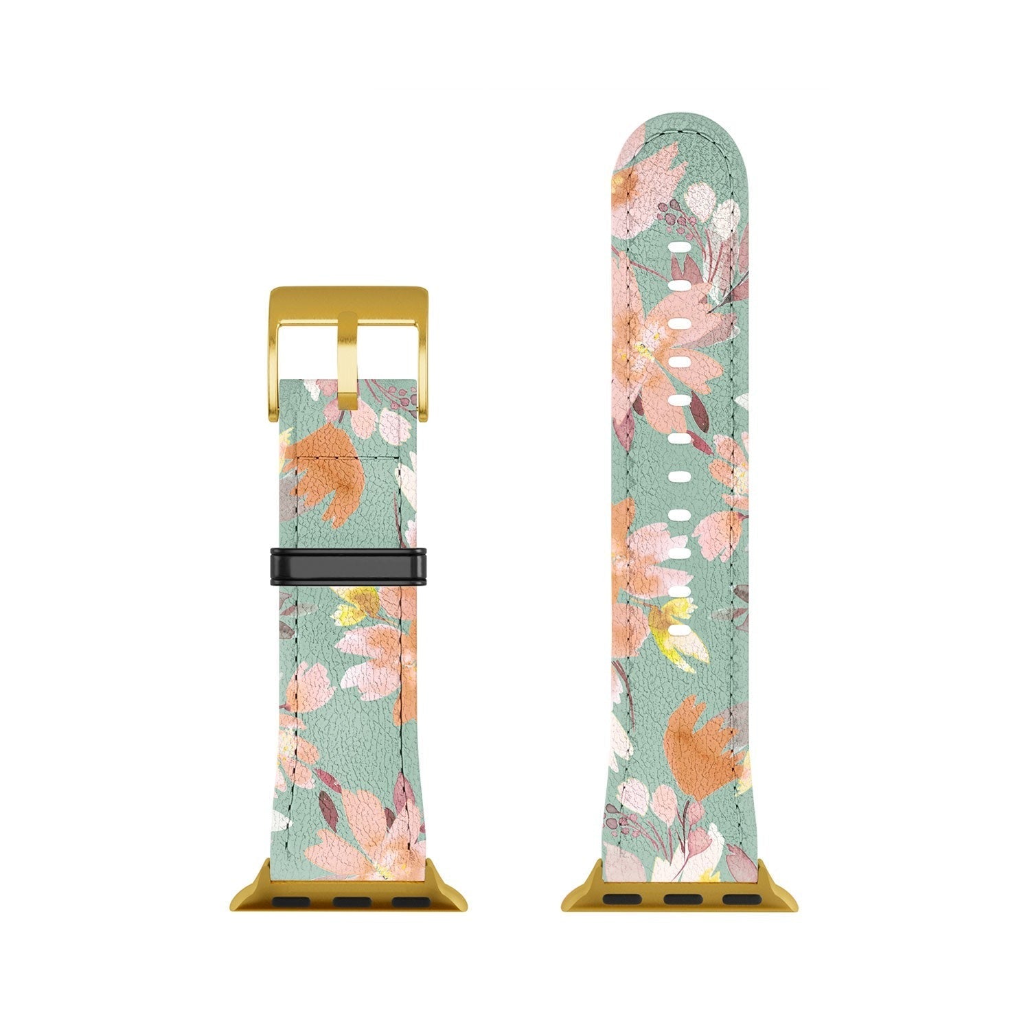 Ninola Design Botanic Retreat Floral Oleander Whimsical Teal Green Apple Watch Band
