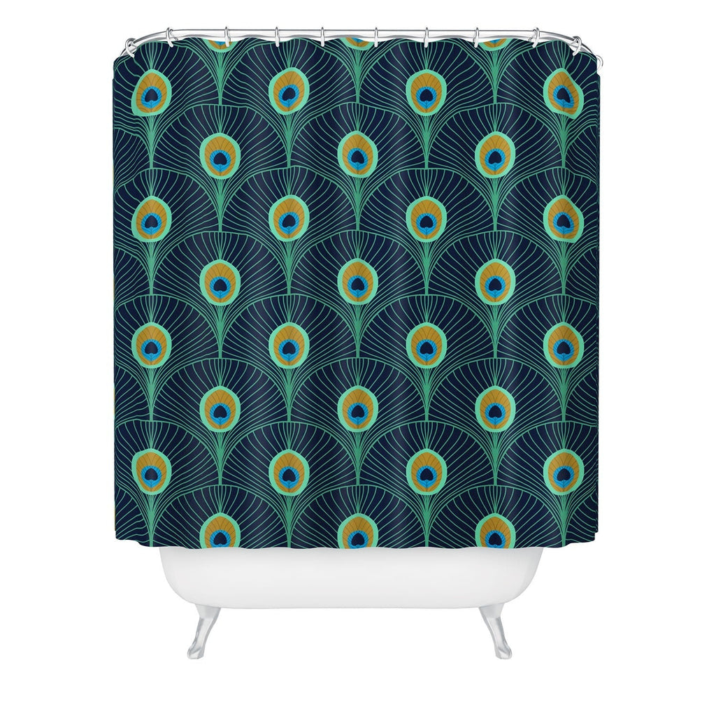 Design by Spark Peacock Deco Feathers Shower Curtain