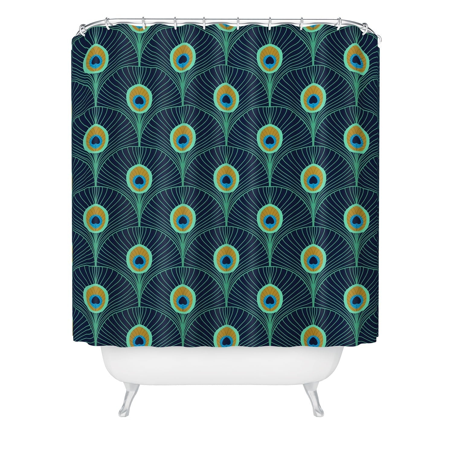 Design by Spark Peacock Deco Feathers Shower Curtain