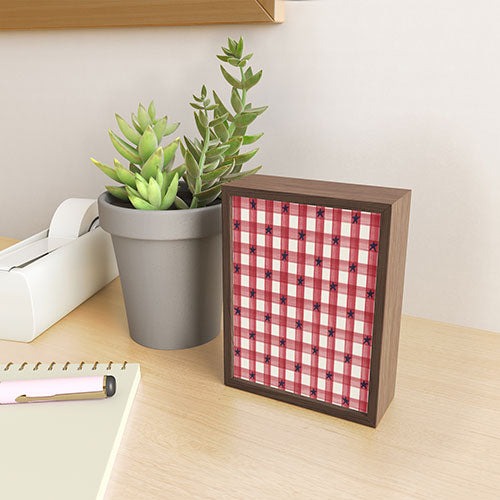 DENY Designs Red Gingham plus Stars Framed Mini Art Print