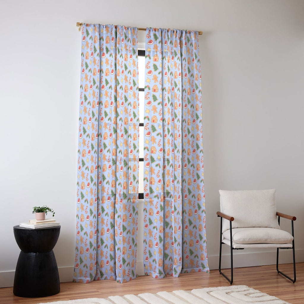 Love_Ryming Christmas Cookies Sheer Window Curtain