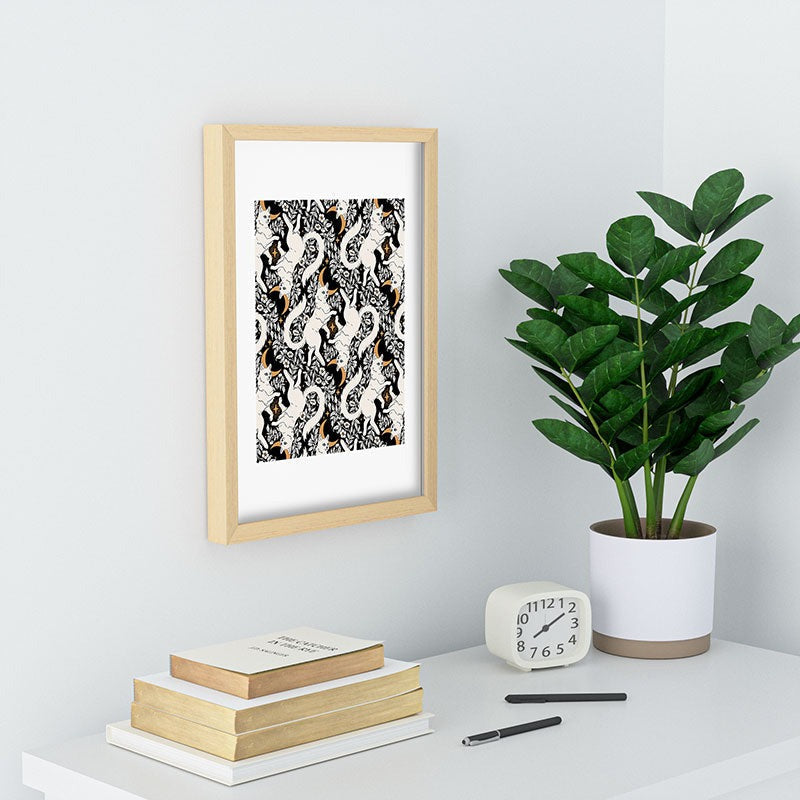 Avenie Celestial Cats Gold Recessed Framing Rectangle