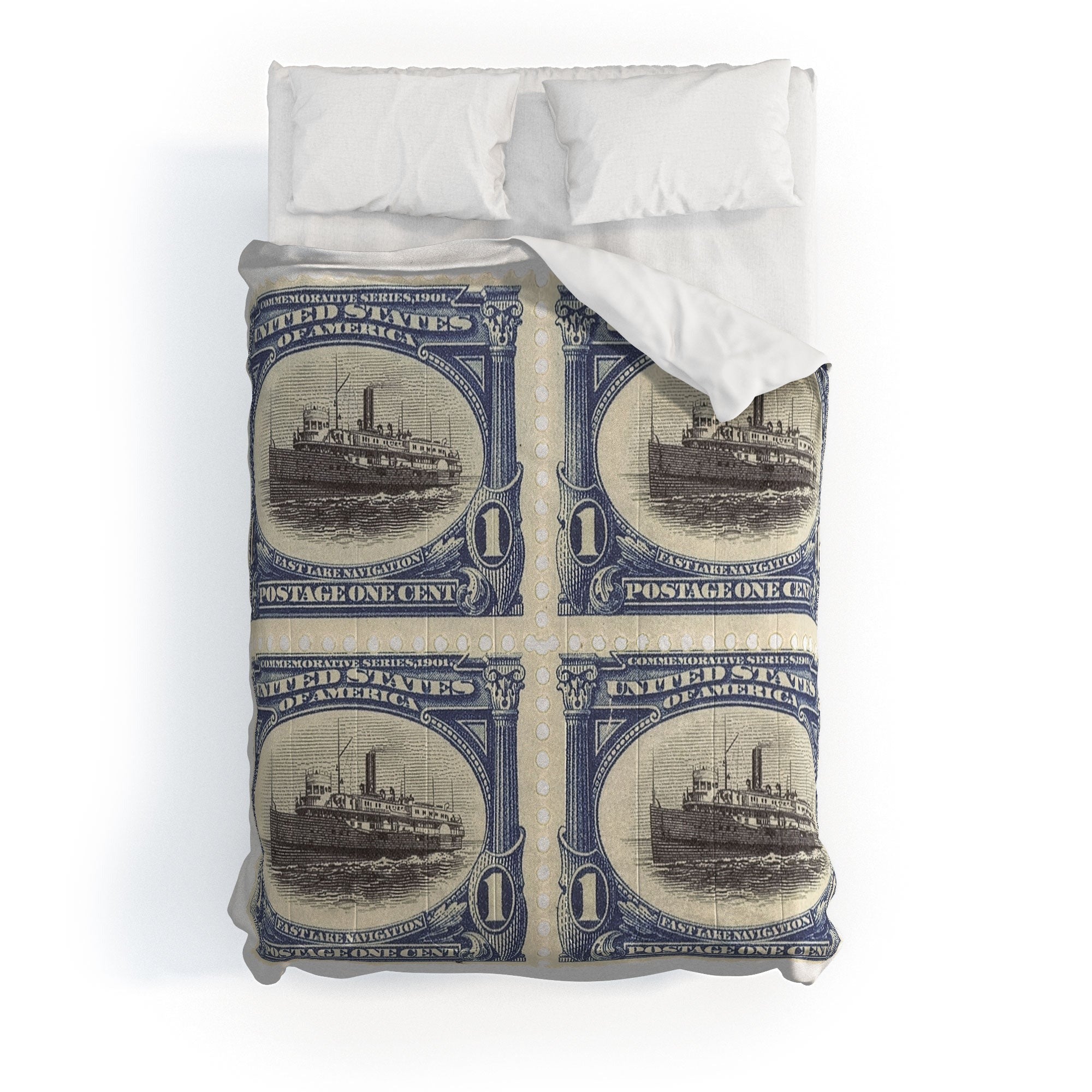 DENY Designs 1901 1c Fast Lake Navigation Stamps Comforter