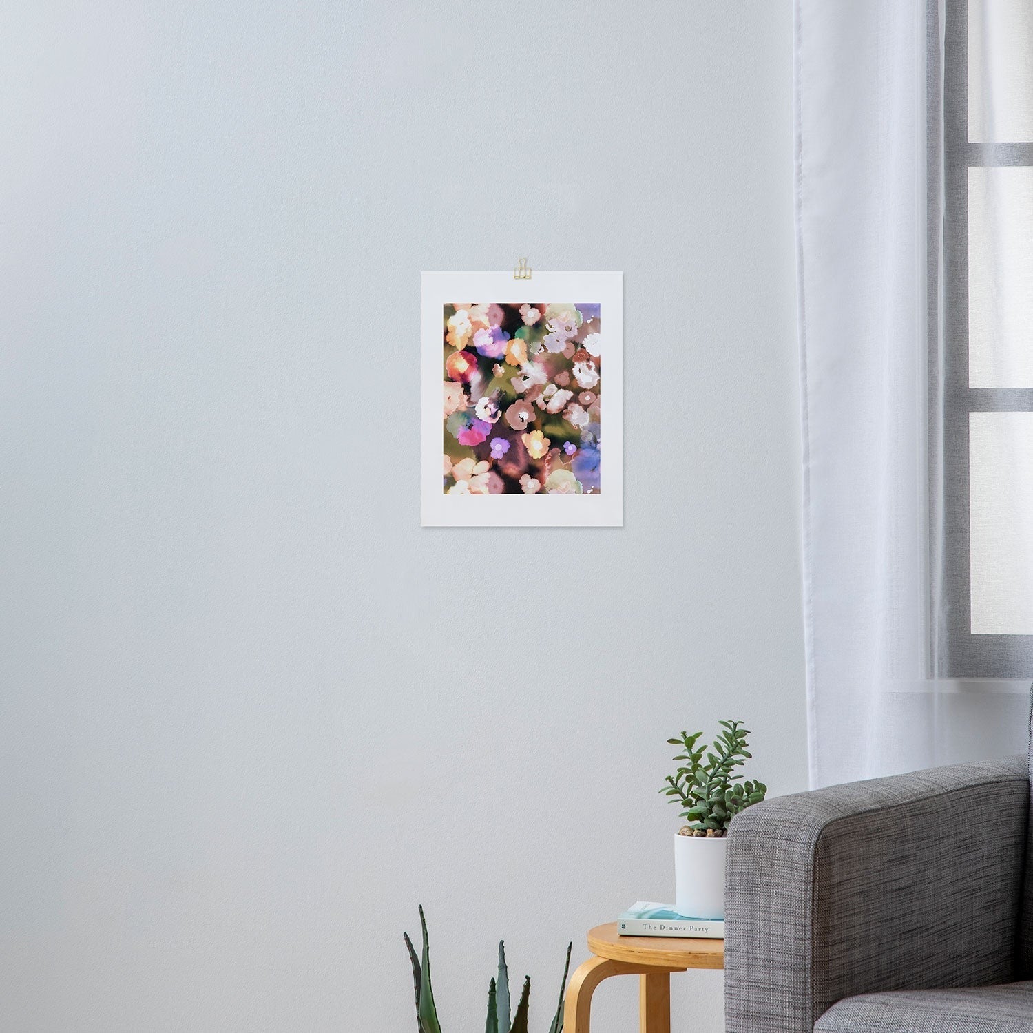 Ninola Design Botanic Retreat Ombre Abstract Watercolor Flowers Pink gold Art Print