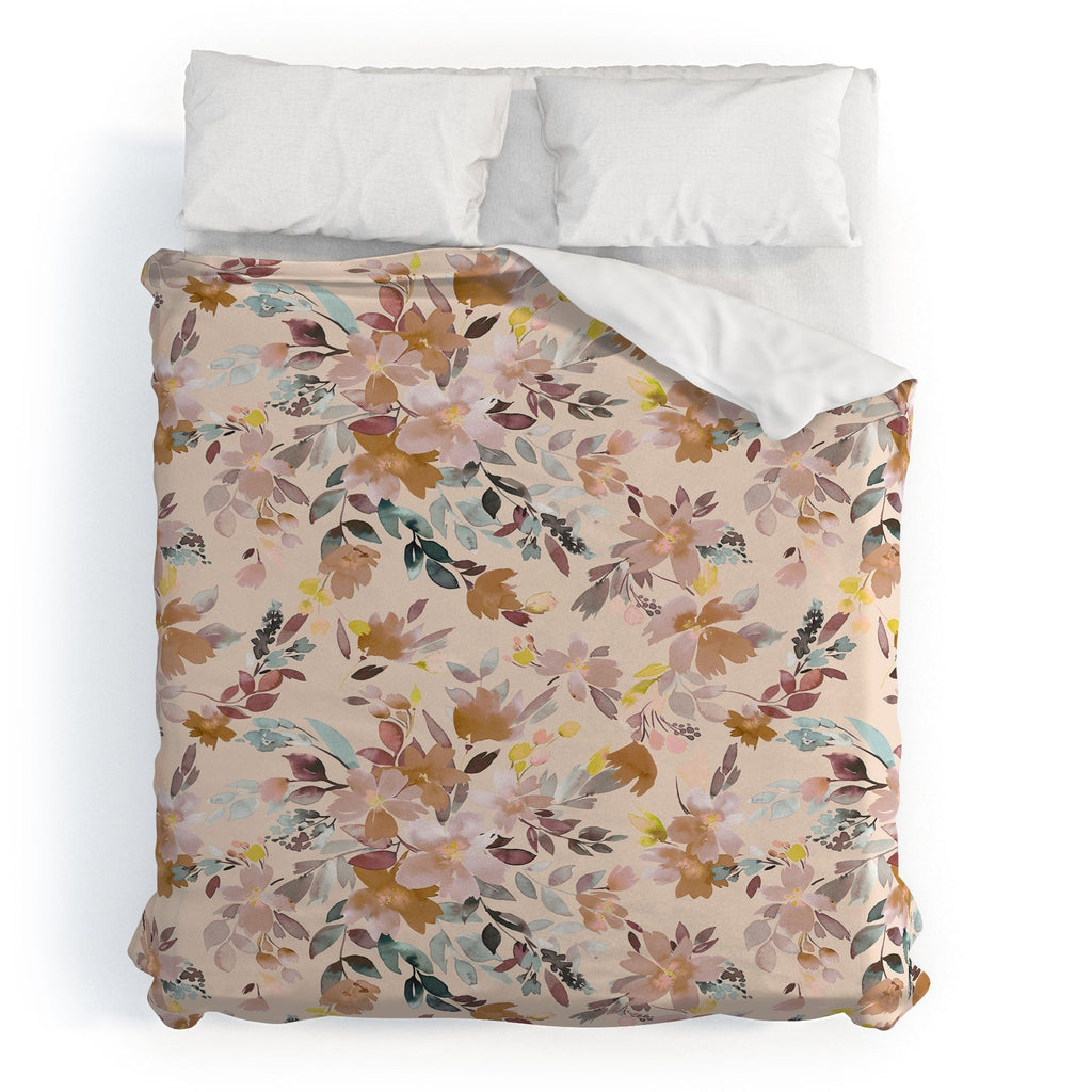 Ninola Design Botanic Retreat Floral Oleander Whimsical Soft Pink Duvet Cover