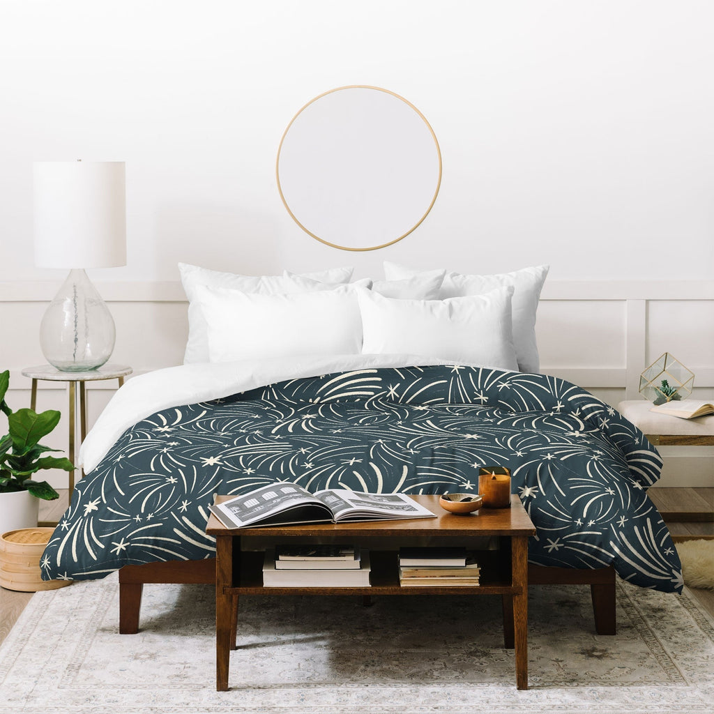 Little Om Pattern Shooting Stars blue Duvet Cover