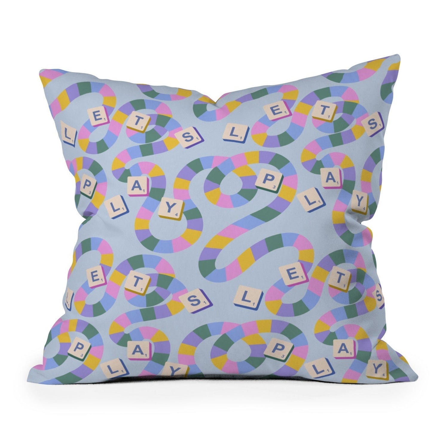 Design by Spark Scrabble Board Game Night Outdoor Throw Pillow
