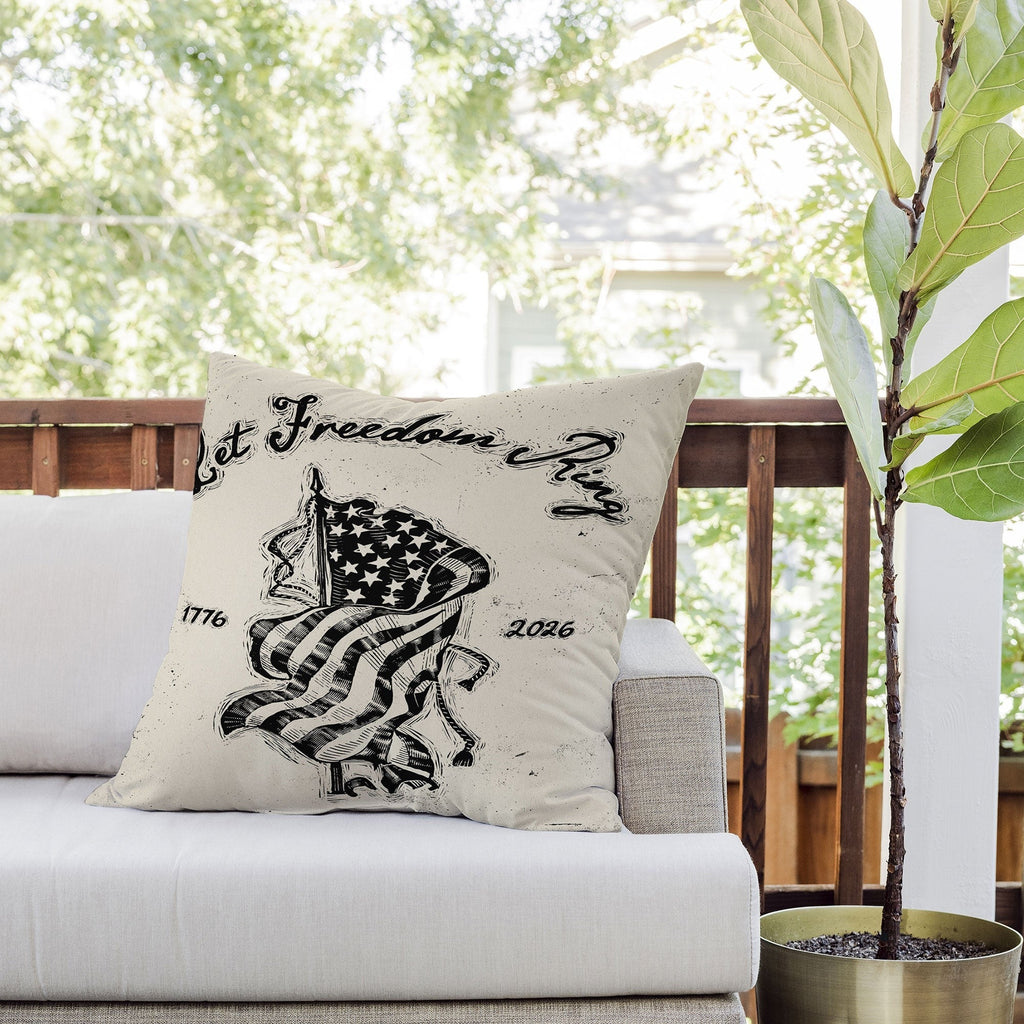 DENY Designs Let Freedom Ring Block Outdoor Throw Pillow