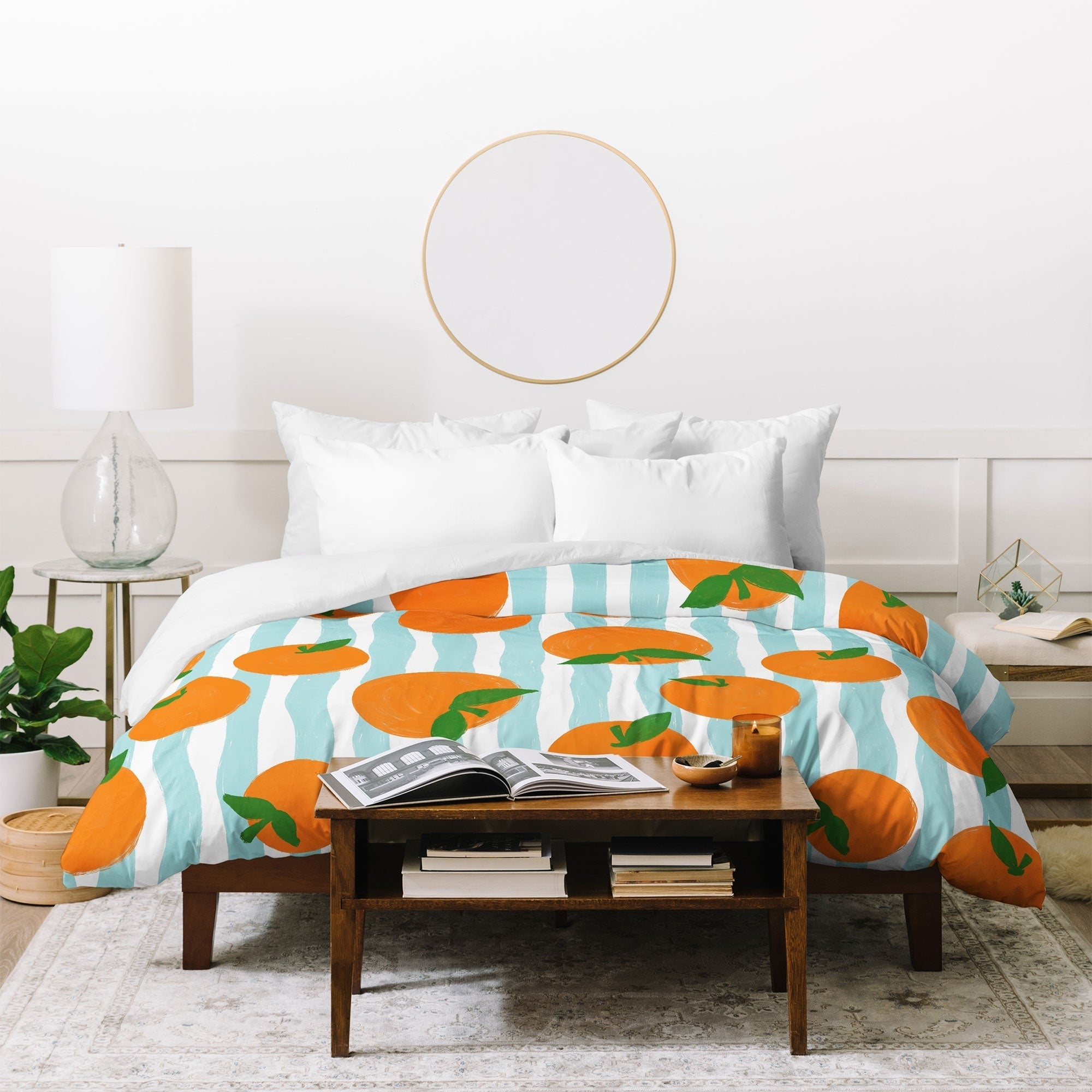 Design by Spark Zesty Oranges and Stripes Duvet Cover
