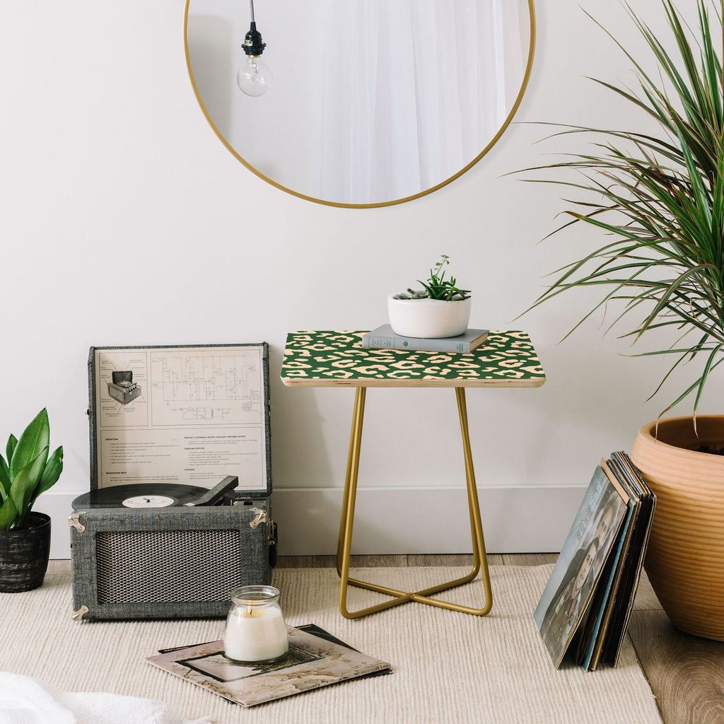 Avenie BR Cheetah Print In Green Side Table