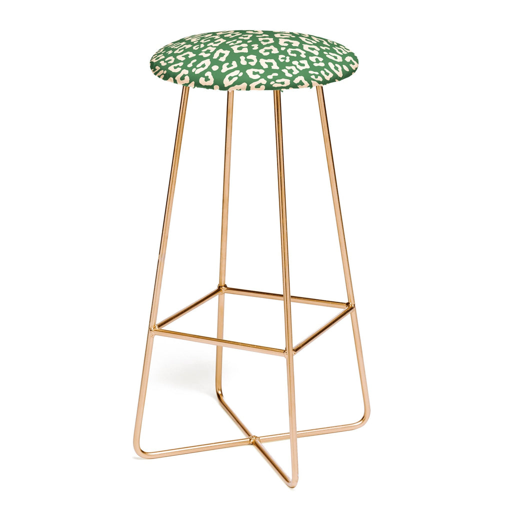 Avenie BR Cheetah Print In Green Bar Stool