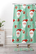 Design by Spark Sporty Football Santa Holiday Shower Curtain And Mat