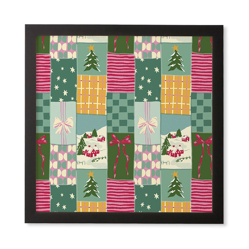 LouBruzzoni Cozy Christmas Patchwork Framed Wall Art