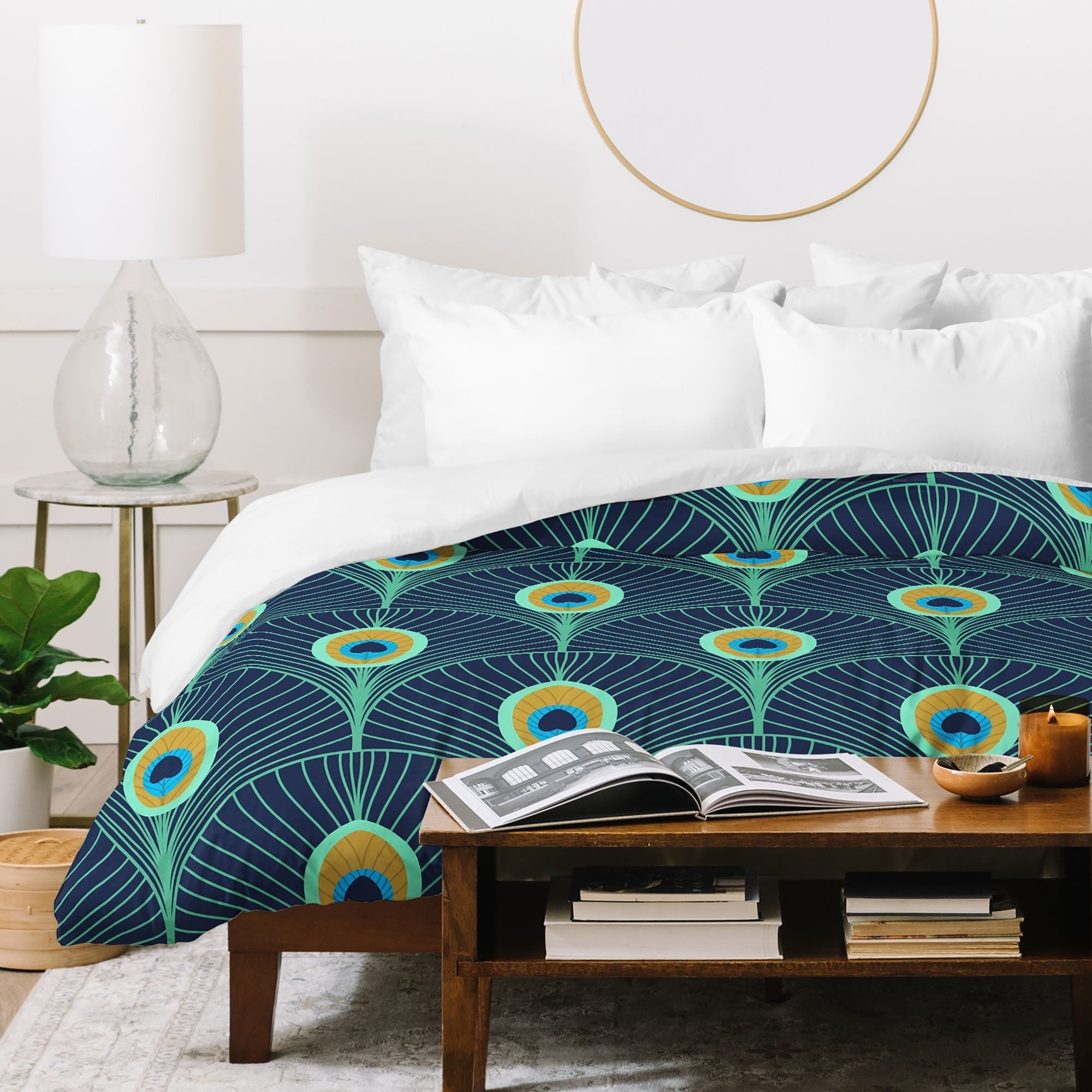 Design by Spark Peacock Deco Feathers Duvet Cover