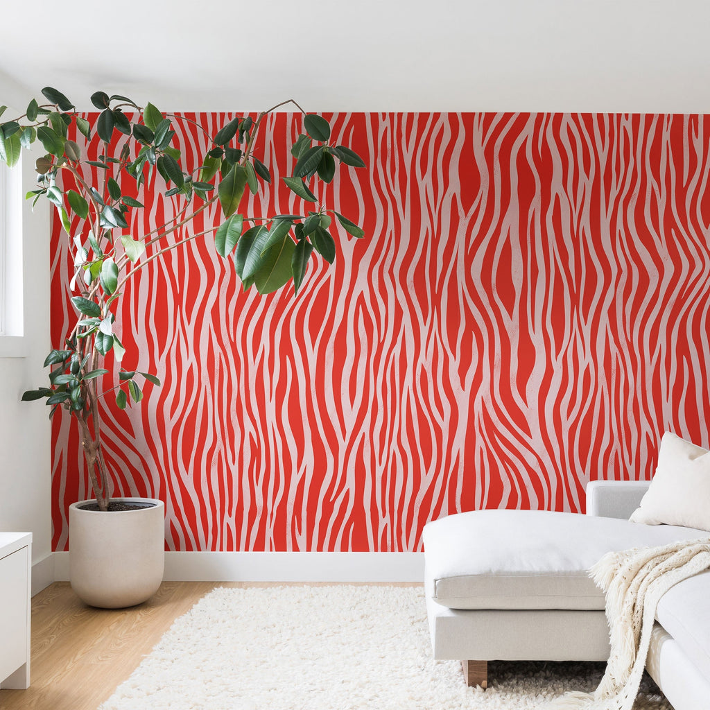 Avenie BR Red Zebra Stripe Wall Mural