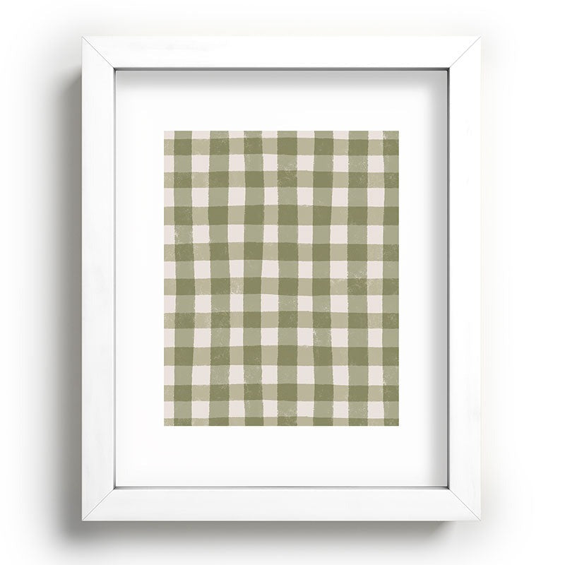 Menina Lisboa Rustic Green Plaid Recessed Framing Rectangle