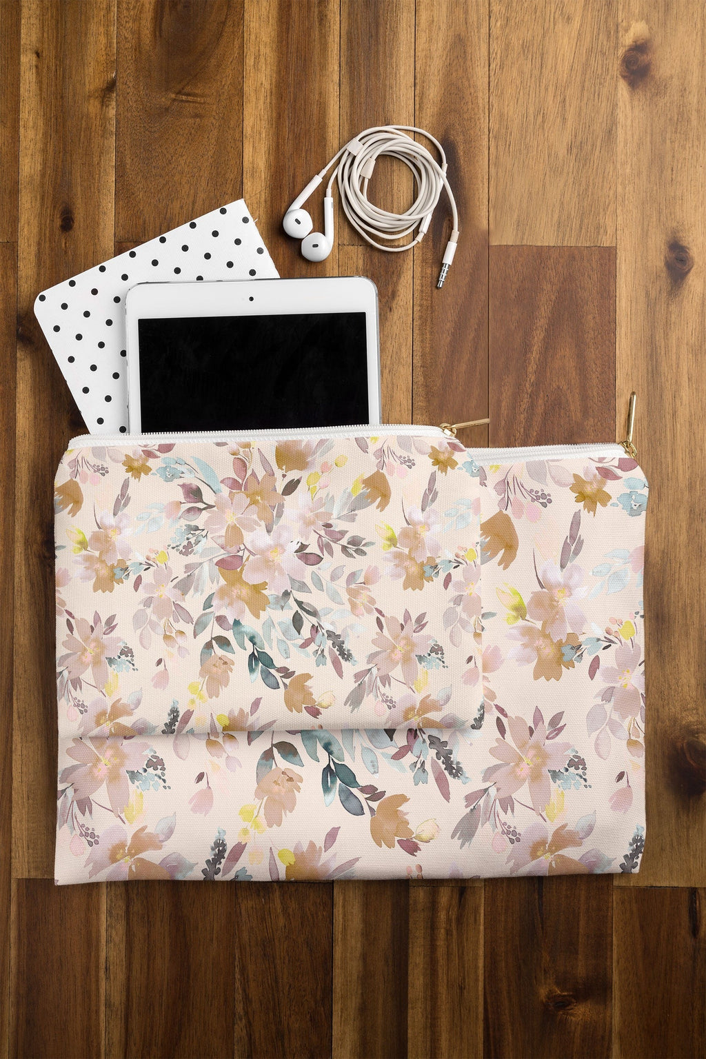 Ninola Design Botanic Retreat Floral Oleander Whimsical Soft Pink Pouch
