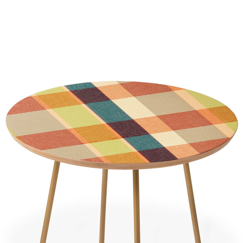 Marta Barragan Camarasa Retro Picnic Plaid Warm Tones Round Side Table