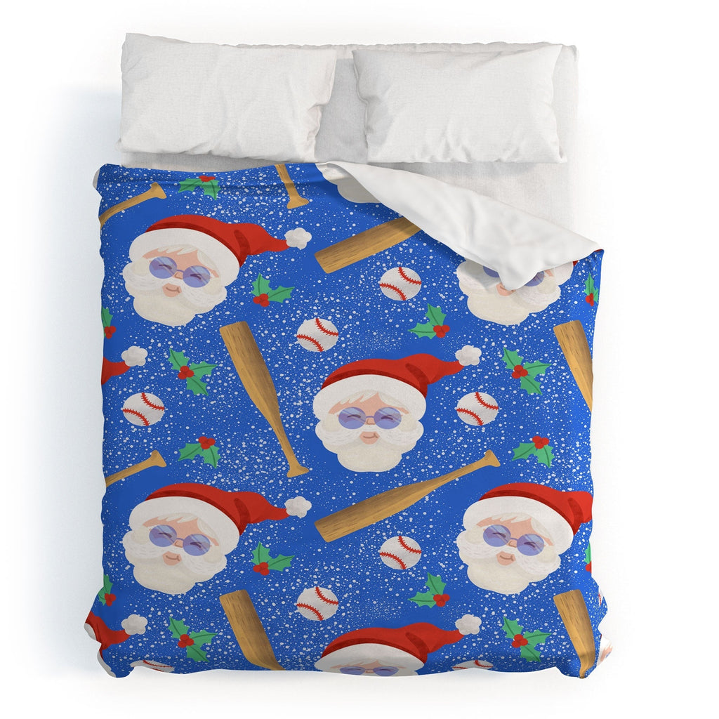Design by Spark Sporty Baseball Santa Duvet Cover