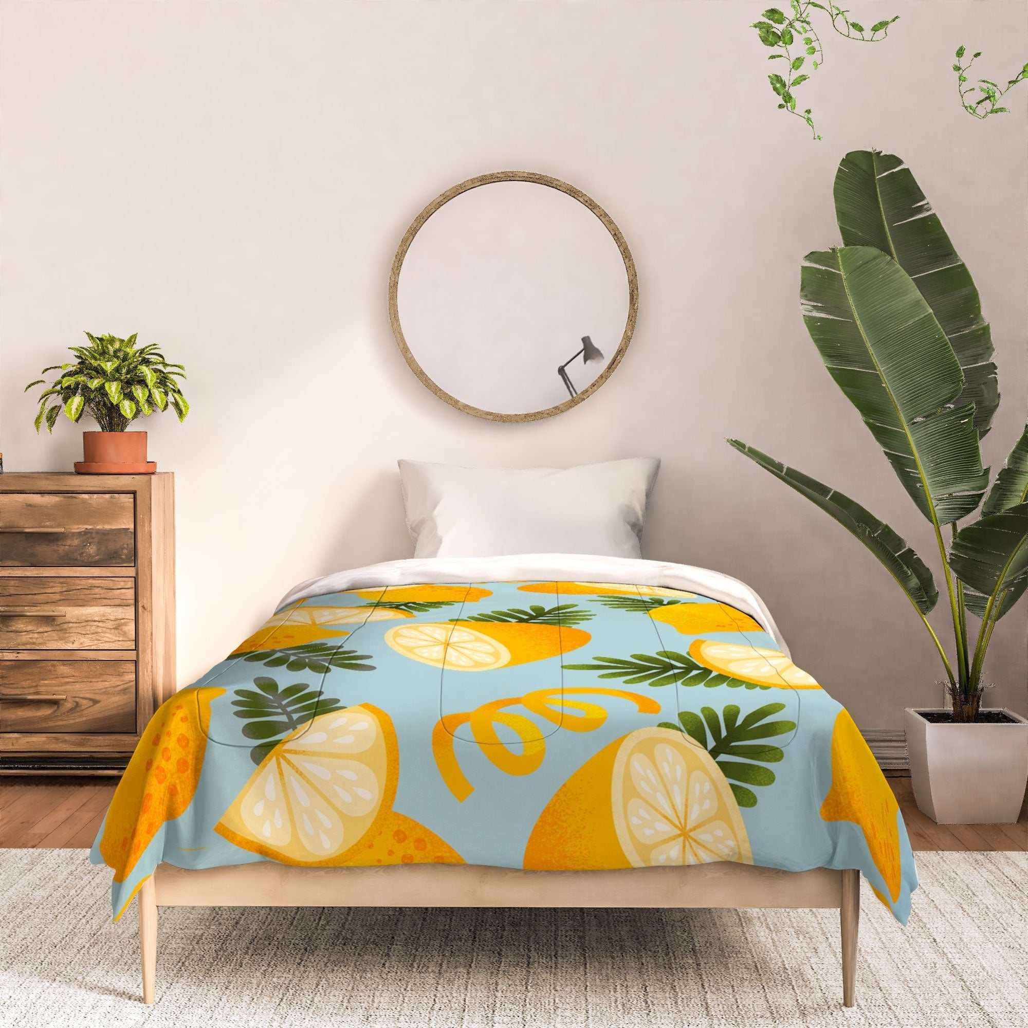 Jessica Molina Lemon Pattern on Sky Blue Comforter