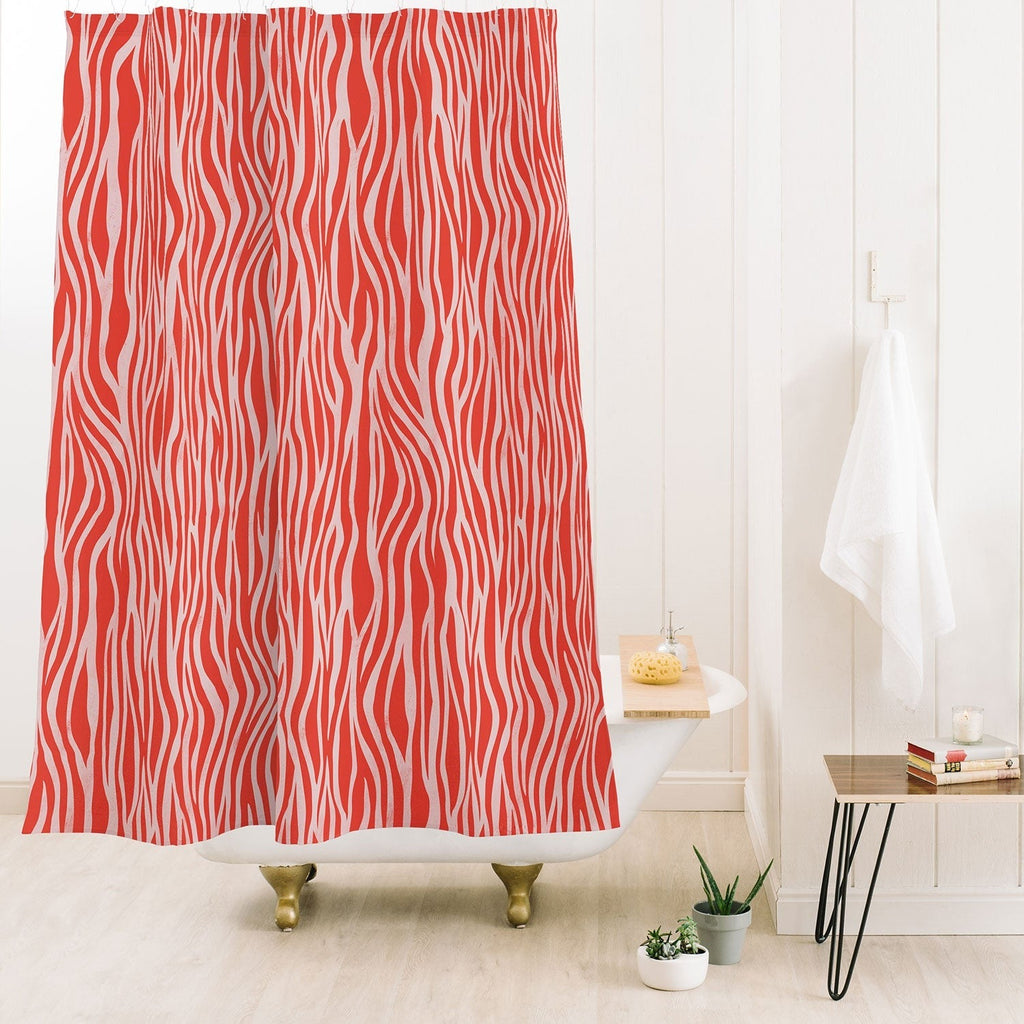 Avenie BR Red Zebra Stripe Shower Curtain