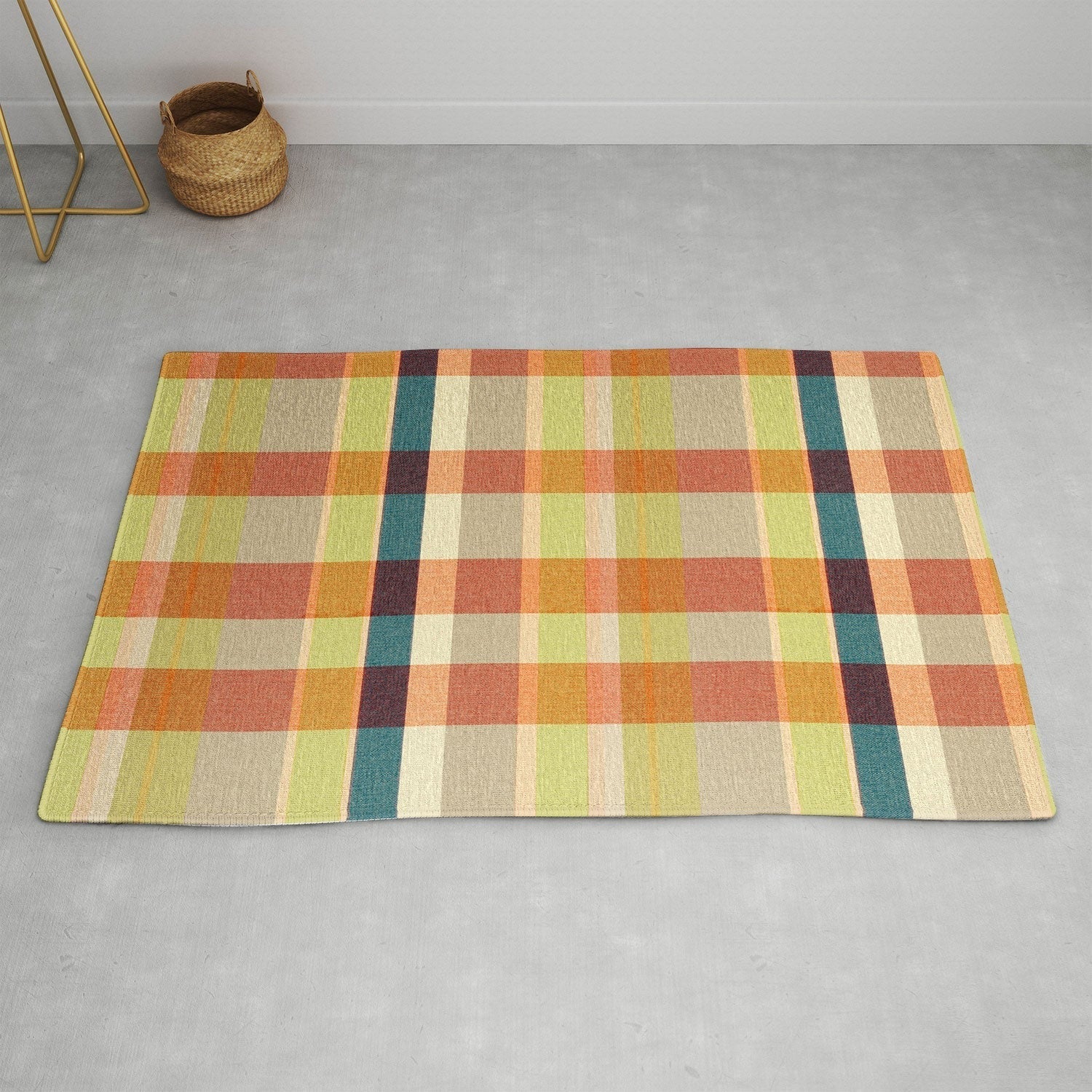 Marta Barragan Camarasa Retro Picnic Plaid Warm Tones Area Rug