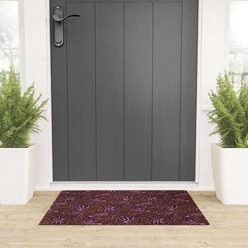 Little Om Pattern Shooting Stars plum Welcome Mat