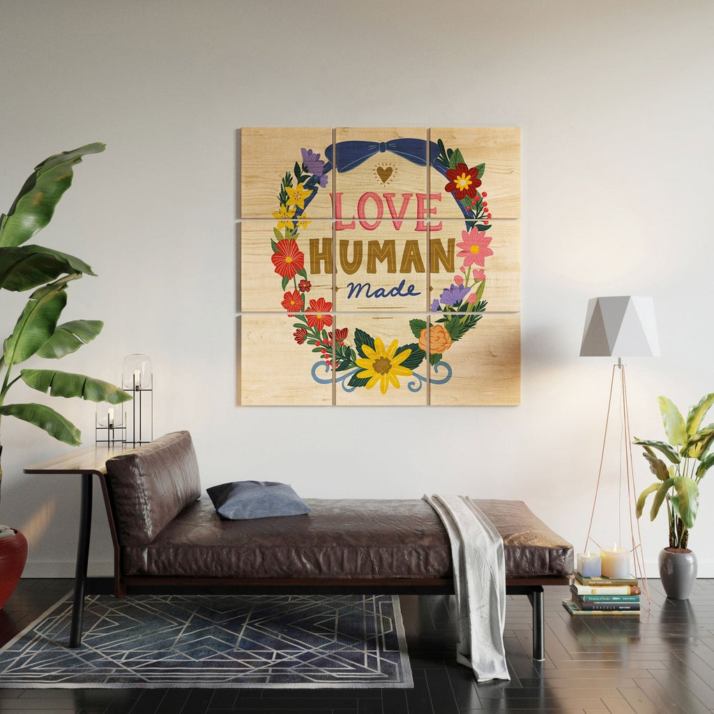Design by Spark Love Human Made Floral Wreath Wood Wall Mural