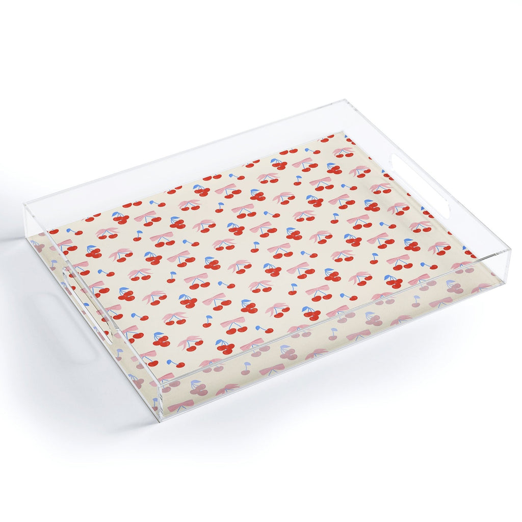 Design by Spark Cherries And Ribbons Acrylic Tray