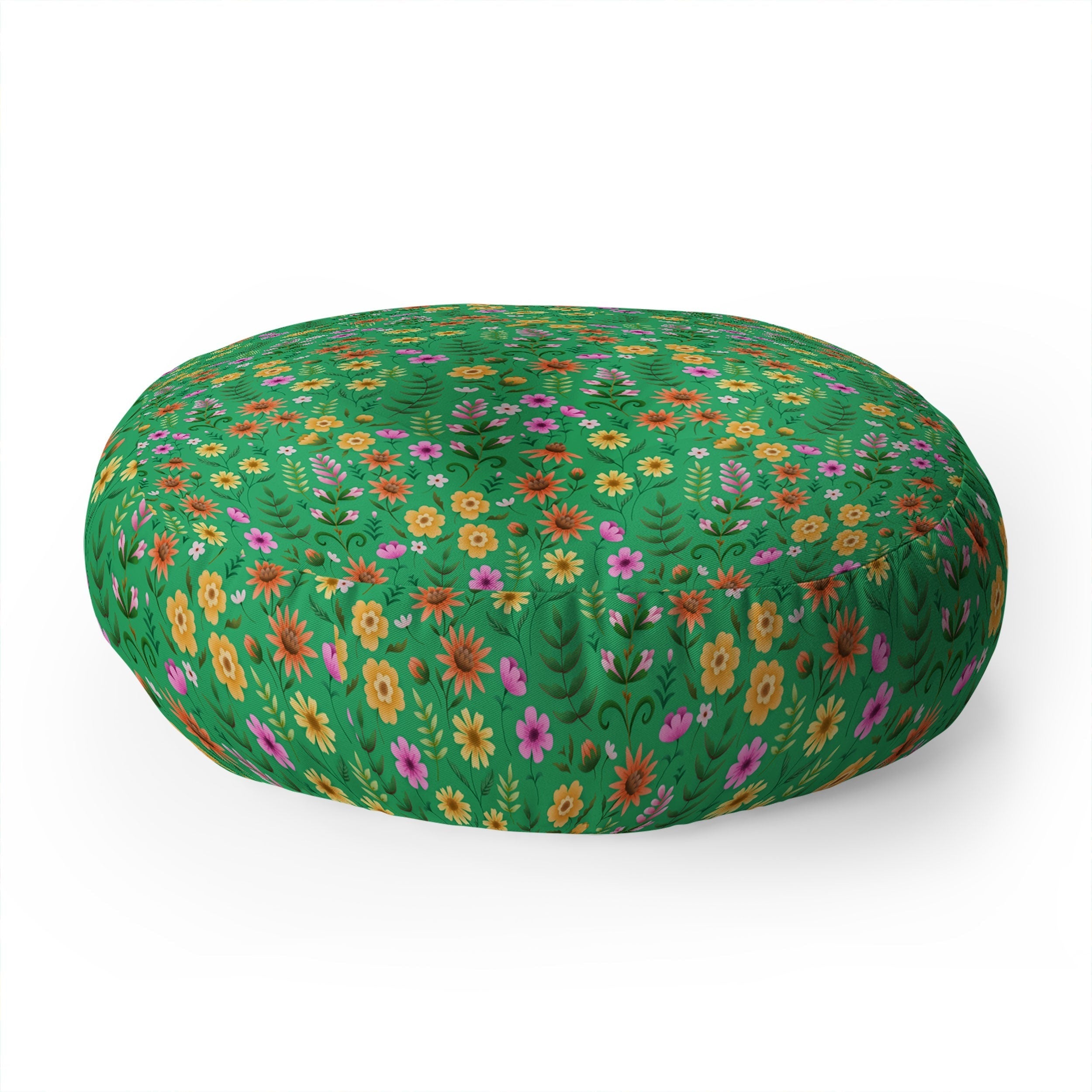 Pimlada Phuapradit Ditsy Spring Floral Green Floor Pillow Round