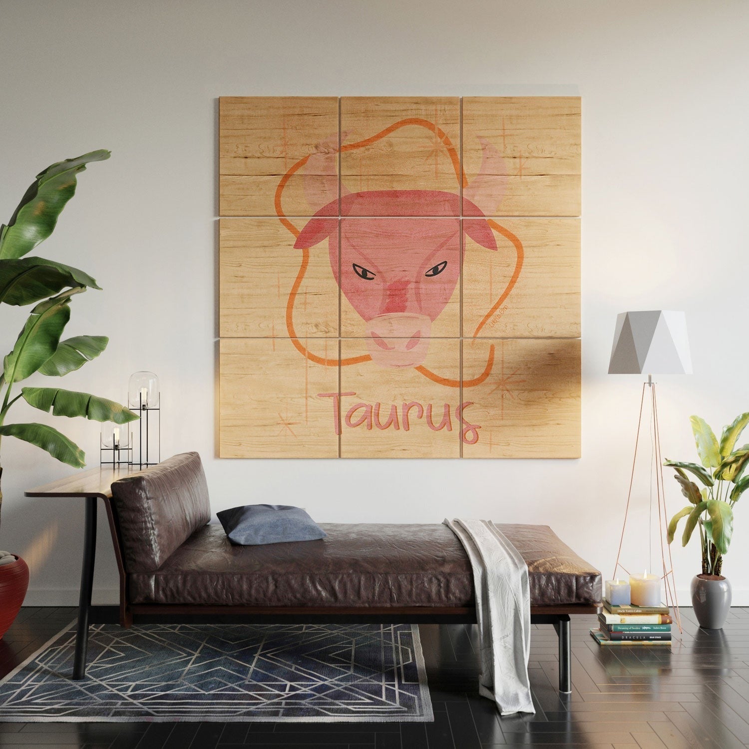 Little Om Zodiac Sign Taurus Wood Wall Mural