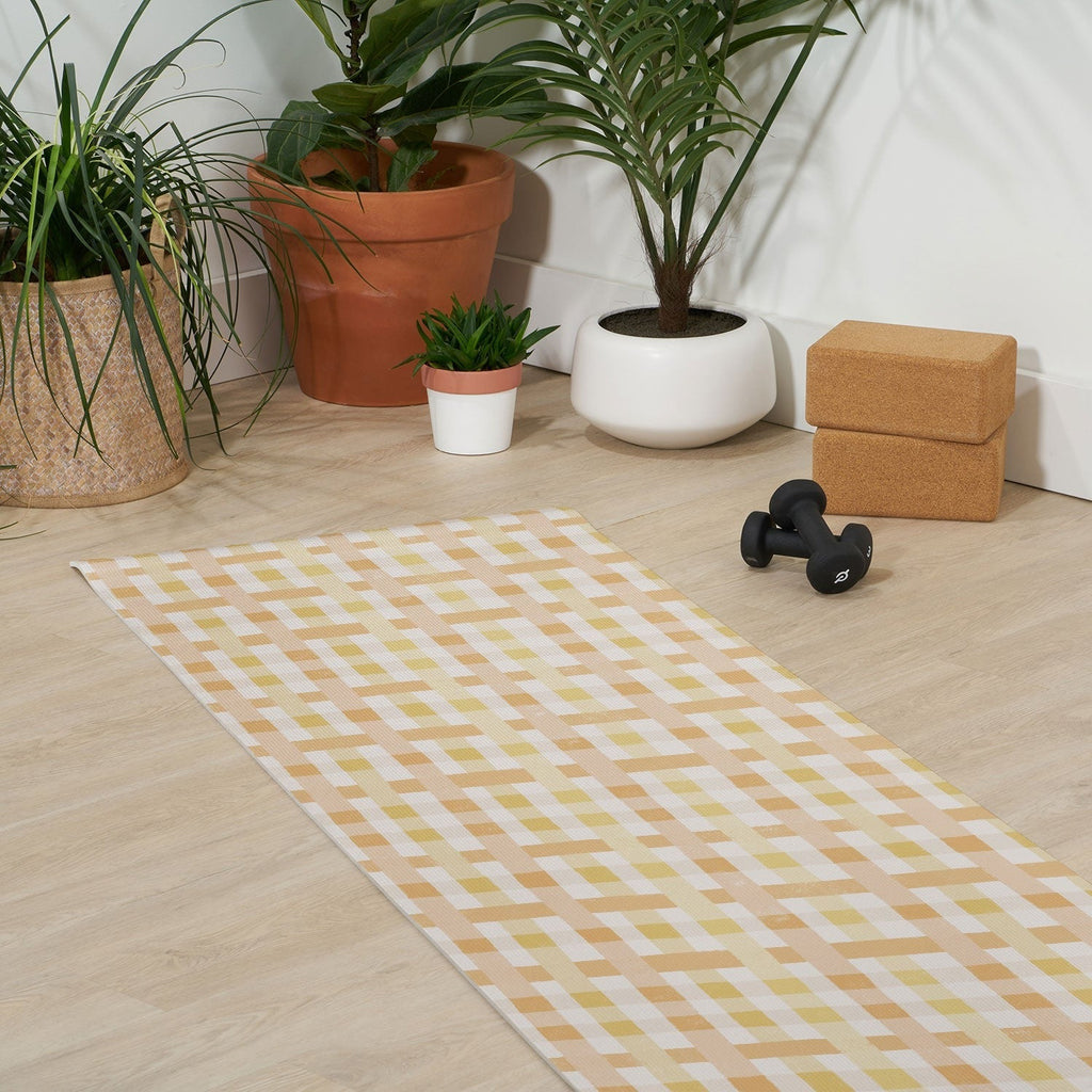 Menina Lisboa Yellow Pink Gingham Yoga Mat