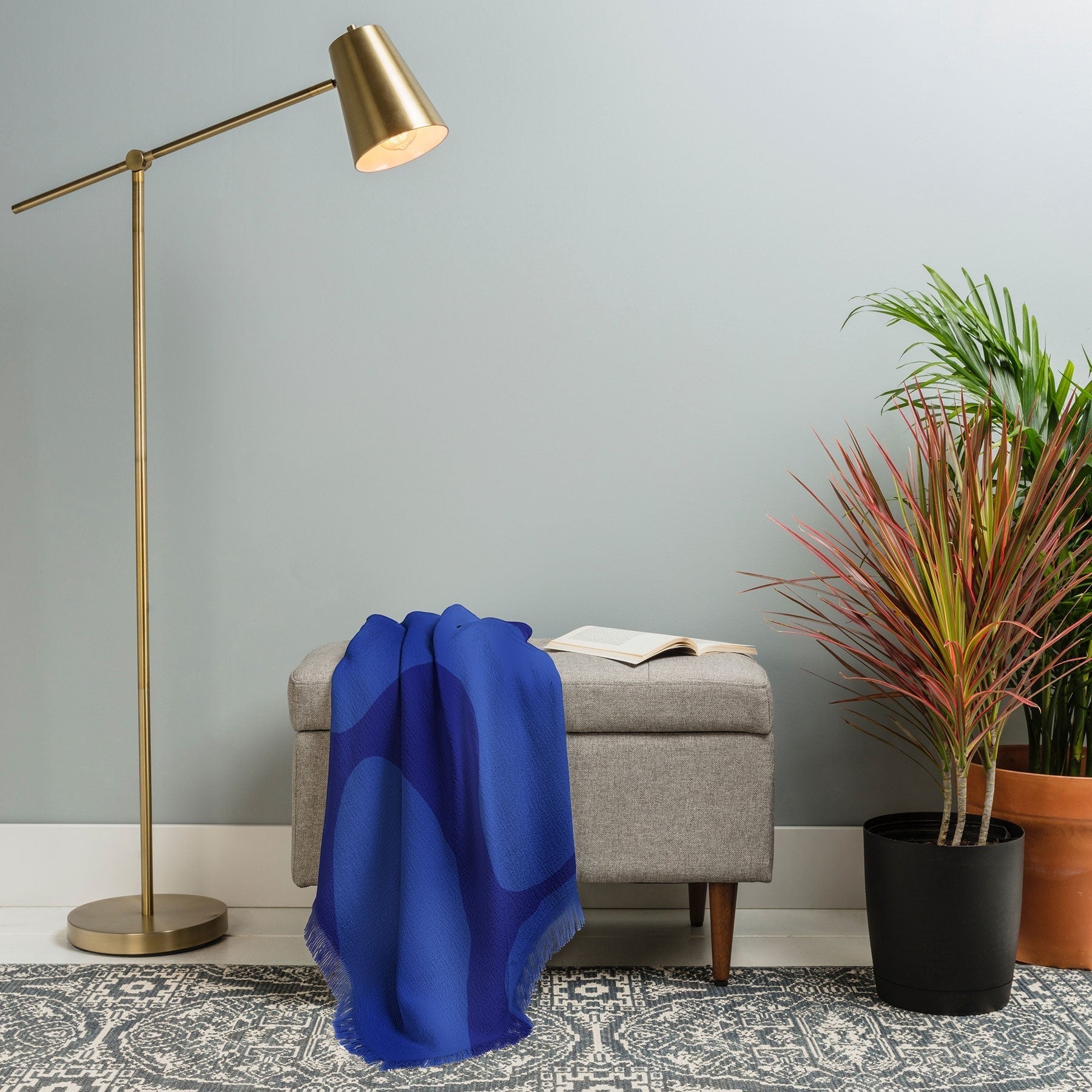 Camilla Foss Blue Pebble Throw Blanket
