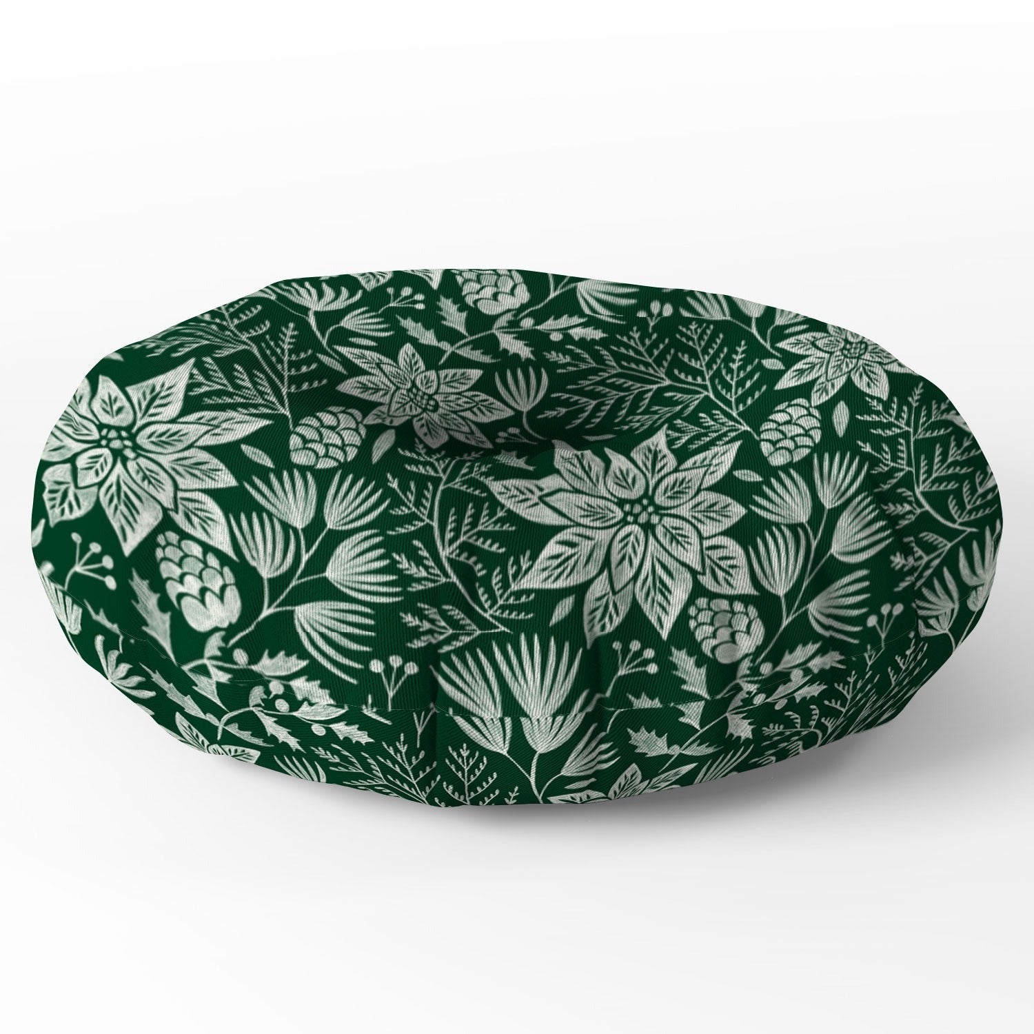 Pimlada Phuapradit Christmas Poinsettia Floor Pillow Round